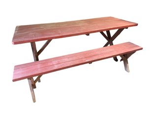 1 Bench Red Wood Picnic Table