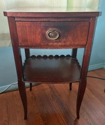 Northern Furniture Co Mahogany Flame Veneer Bowfront End Table With Rope-Twist Hardware #1