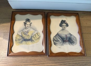 2-Framed Henri Grevedon Victorian Fashion Lithograph.