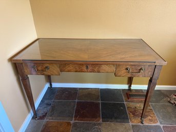 Bakers Burl Wood Desk On Wheels
