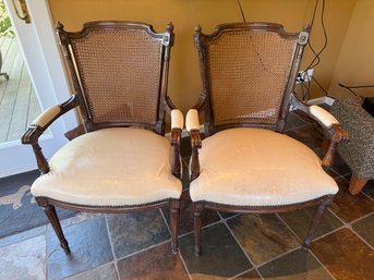 Leather And Cane Victorian Chairs