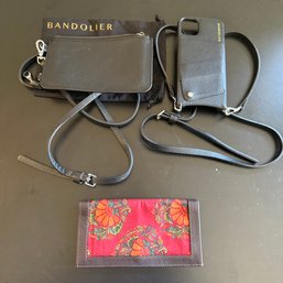 Bandolier Clutch And Cell Phone Case, And Brown And Floral Fabric Wallet