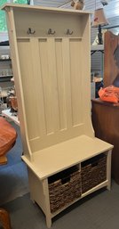 Bush Hall Tree With Wicker Basket Draws