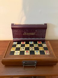 Scrabble Deluxe Travel Edition & Peking Opera Mask Decorated Chess Board And Pieces