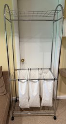 Rolling Laundry Sorter With Three Canvas Bags.