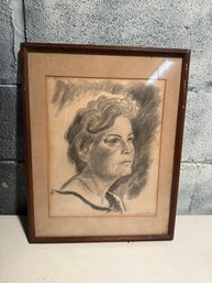 Charcoal Drawing Of Lady By Harry M Mahan