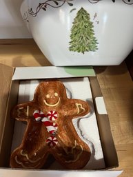 Xmas Melamine Bowl And Gingerbread Man Ceramic Server With Spreader