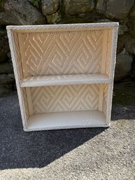 Vintage Woven Wicker Shelf With Braided Trim And Diamond Pattern