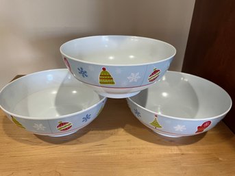 3 Melamine Christmas Bowls