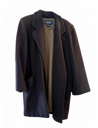 A Lands' End Brown Wool Blend Classic Lapel Topcoat 16