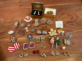 Earrings/pins: Burberrys, Sterling Native American Earrings Signed BN And More