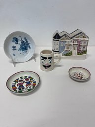 Greek Enamel Art, Pfaltzgraff Nick Muggsy By Jessop, Victorian House Napkin Holder And Royal Copenhagen