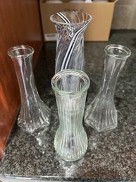 Clear Glass Vases: One Is A Vintage Caithness Scotland Glass Vase With Black Swirls