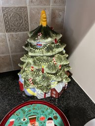 Christmas Cookie Jar And Tins