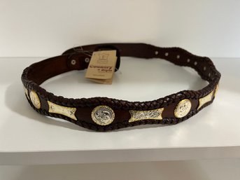 Country Style Leather Belt, New With Tags, Neat Details / Features, No Size Shown, Estimatefor Waist 32 - 34
