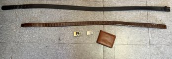 Leather Latigo Calf Wallet, Fratelli Rossetti Belt, Crocodile Belt With 2 Buckles