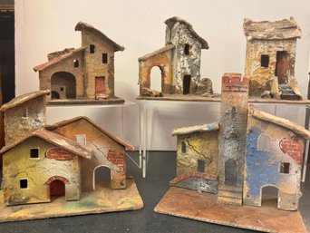 Handcrafted Vintage 'arte Povera' Nativity House With Rustic Detailing