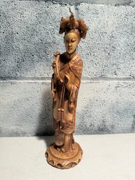 A Carved Figurine Of A Chinese Court Lady In Traditional Attire