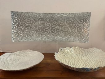 Ceramic Metal Tray And Decorative Bowls