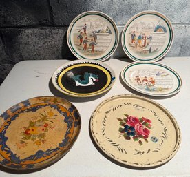 French Faience Plates Featuring Opera Scenes/musical Scores, Hand-painted Floral Papier-mache Tray, & More