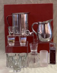 Stainless Steel Pitchers, Bottle Opener And Glassware