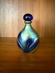 Vintage Iridescent Art Glass Perfume Bottle Signed