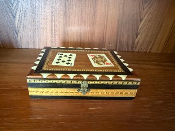 Mid-20th Century Inlaid Playing Card Case Box