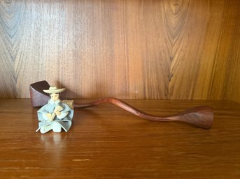 Carved Wooden Sculpture And Asian Figure