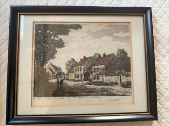 Colored Etching Of Barbizon Village By Maurice Jacque.