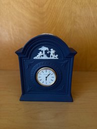 Wedgwood Jasperware Mantle Clock With Classical Bas-relief Decoration