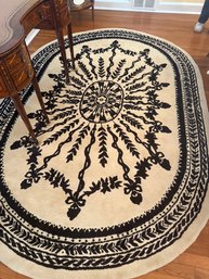 Chindia Ivory/black Wool Rug Made In India