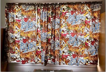 5 Panel Picasso-inspired Abstract Cubist Design Fabric Curtains