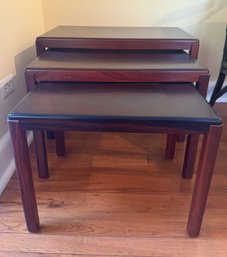Set Of Three Danish Modern Rosewood Nesting Tables By Vejle Stole