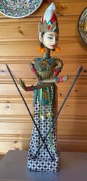 Vintage Indonesian Wayang Golek Wooden Puppet With Traditional Attire