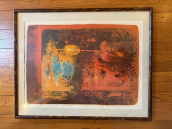 Abstract Serigraph Print By Vietnamese-French Artist Dang Lebadang