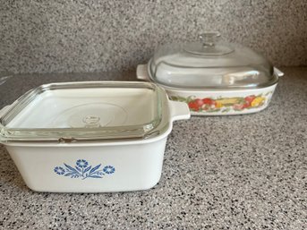 Corning Ware Covered Casserole Dishes (lid On Small One Has A Chip)