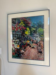 Impressionistic Garden Painting By Dimitrie Berea, Titled 'Flower Terrace'