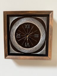 Vintage 1970s String Art Wall Clock With Roman Numerals
