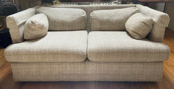2-seater Upholstered Sofa With Geometric Pattern And Bolster Pillows
