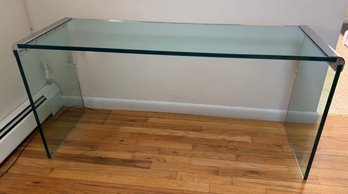Nickel And Glass Console Table In The Style Of Leon Rosen For Pace