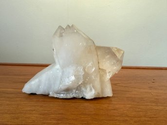 Natural Cluster Of Clear To Milky Quartz Crystals With Hexagonal Terminations