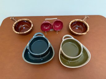 Artisanal Stoneware Soup Bowls, Cups, And Ramekins With Varied Glazes