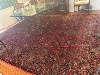 Antique Hand-knotted Persian Saruk Wool Rug With Floral Motifs