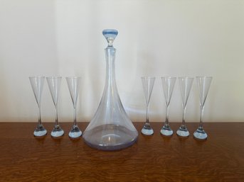Baccarat Bluet Carafe And Liquor Glasses