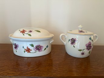 Royal Worcester Porcelain Astley Lidded Casserole And Lidded Bowl