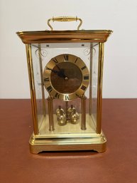 Brass And Glass Fortron Quartz Carriage Clock Made In Germany