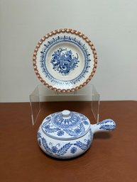 Blue/white Tureen And Plate: Leart Hungary And Gozin