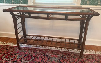Bamboo And Glass Entryway Table