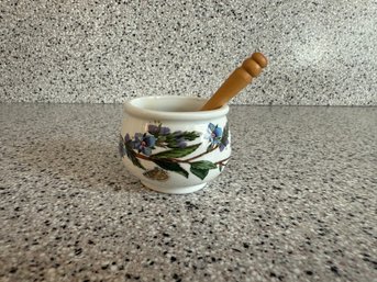 Portmeirion Botanic Garden Ceramic Mustard Pot With Wooden Pestle