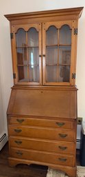 A Mid-20th Century American Maple Secretary Desk With A Hutch